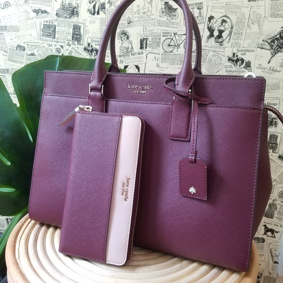 kate spade Handbags - Kate Spade Large Cameron Satchel Wallet Cherrywood